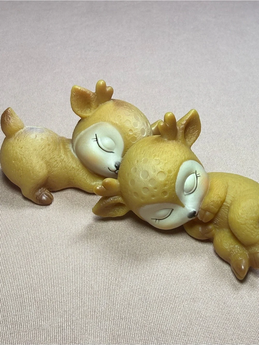 2 Piece Adorable Silicone Lovely Sleeping Deer Fawn Figurines Toys Collectibles